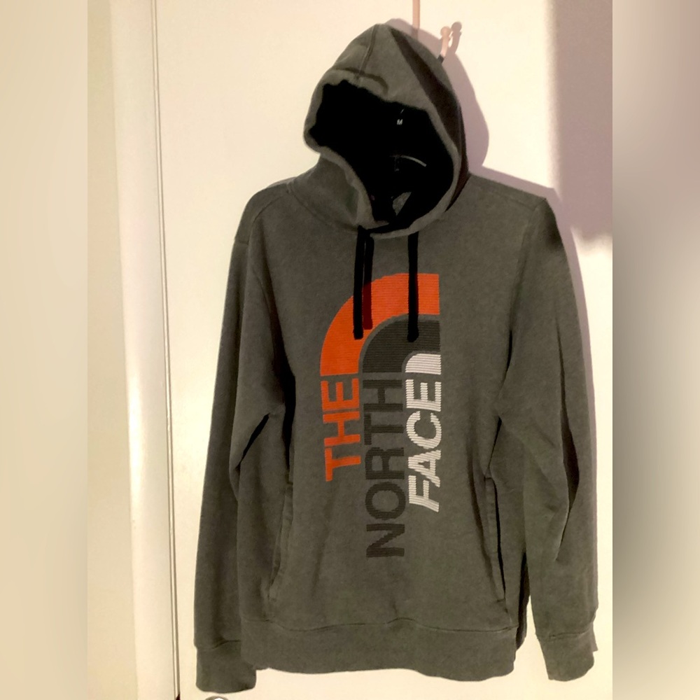 The North Face Hoodie  Gray Graphic Logo Drawstring Men’s Small.
